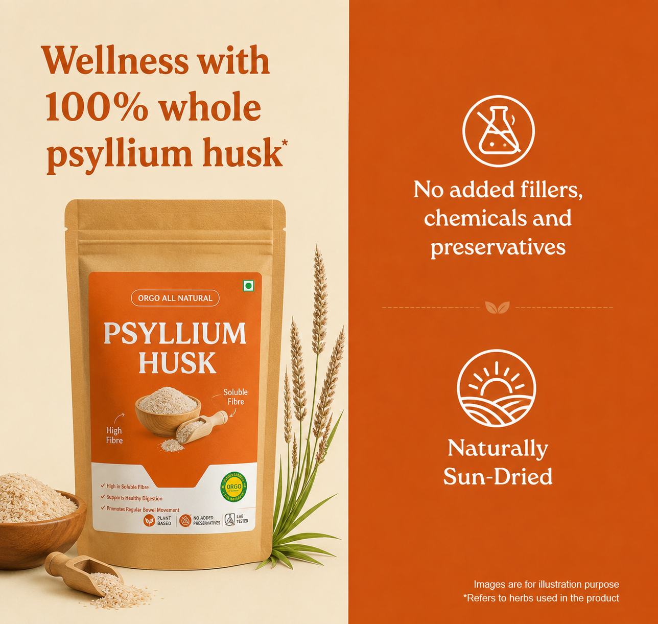Psyllium Husk (100% Natural Isabgol)