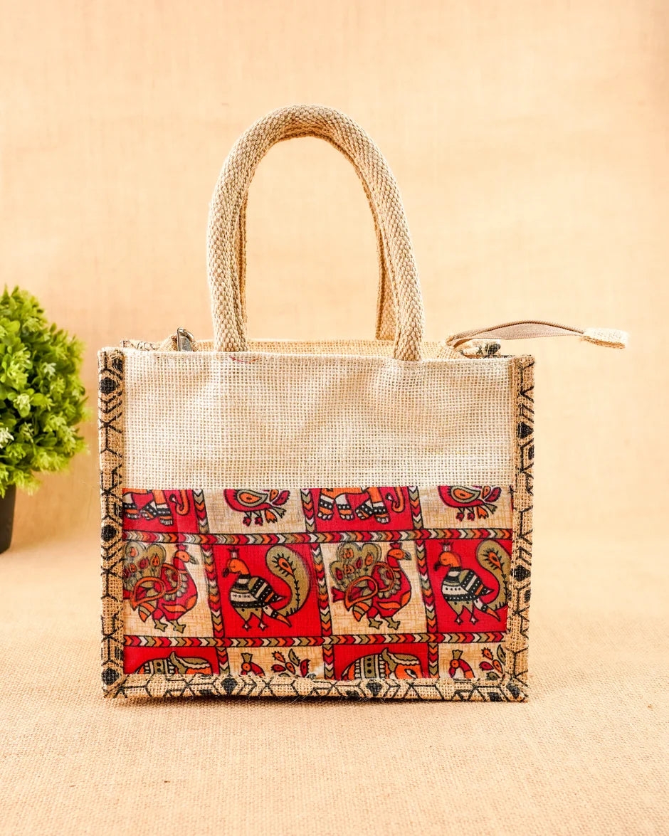 Printed Jute Bag - 10x8 inch
