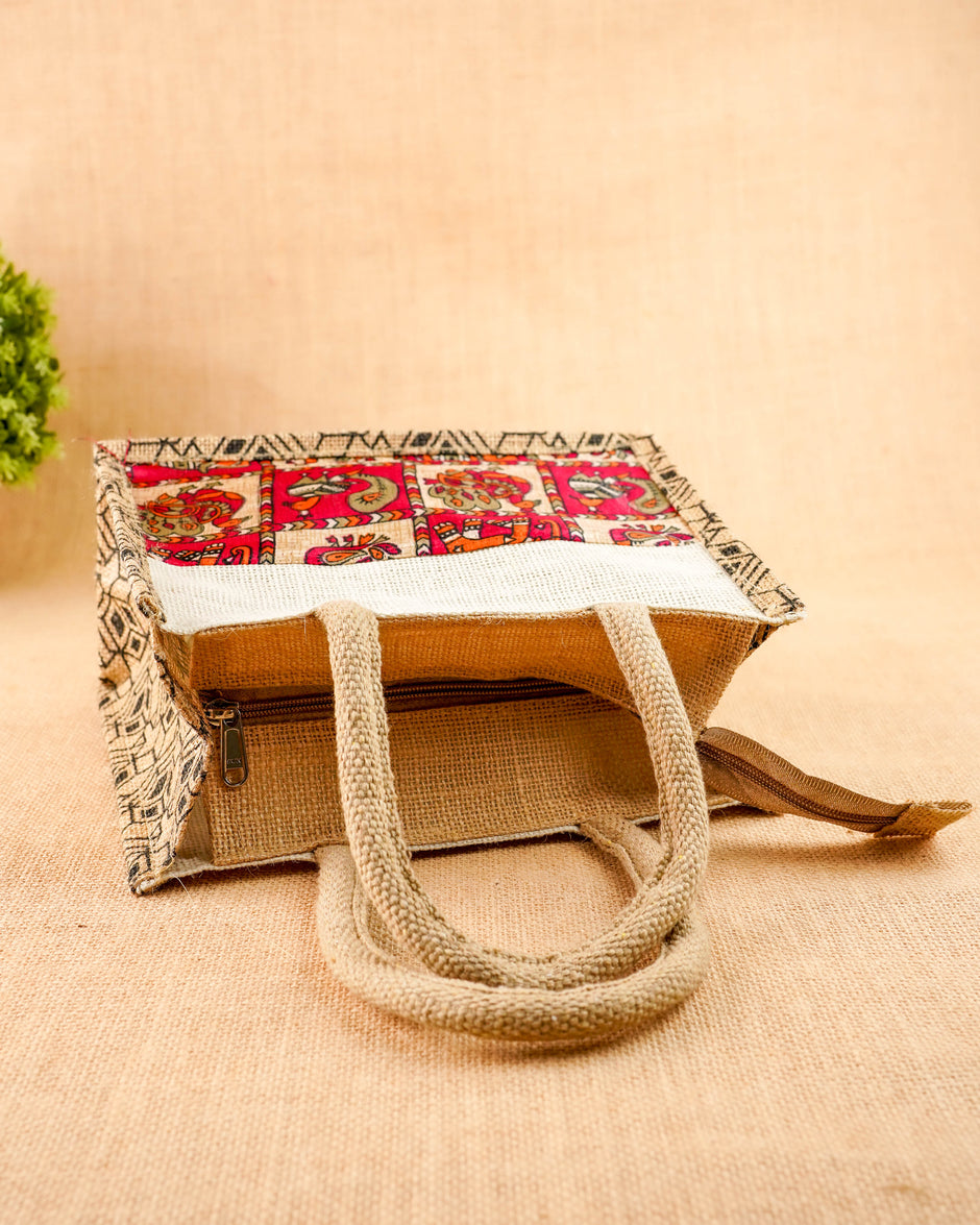 Printed Jute Bag - 10x8 inch