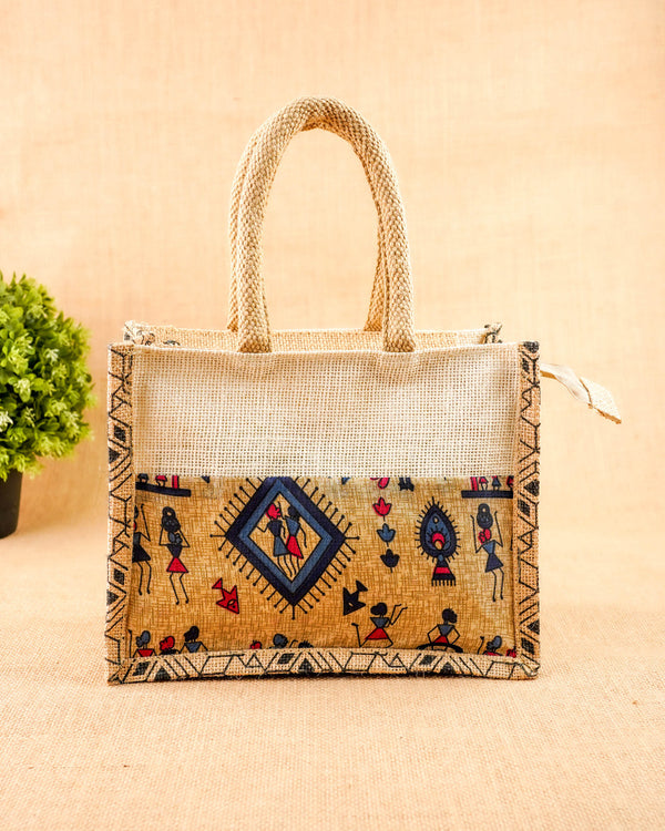 Printed Jute Bag - 10x8 inch