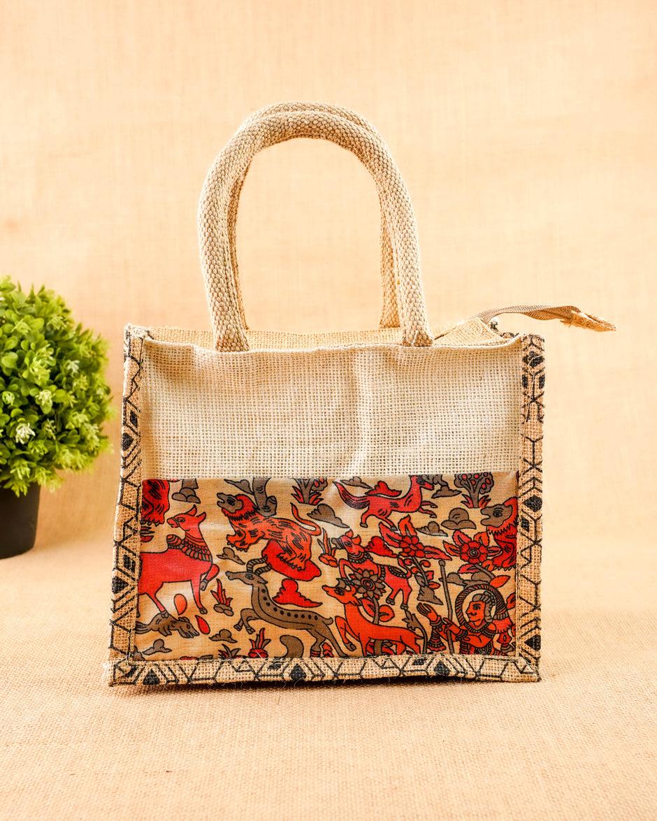 Printed Jute Bag - 10x8 inch