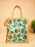 Floral Printed Jute Bag - 11x10 inch