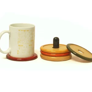 Product: Fairkraft Creations Round coasters with stand – CAPO | Wooden tea coaster | Wooden coasters