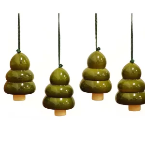 Product: Fairkraft Creations Wooden Christmas Decor : Christmas TREE BELLS – Green ( Set of 4)