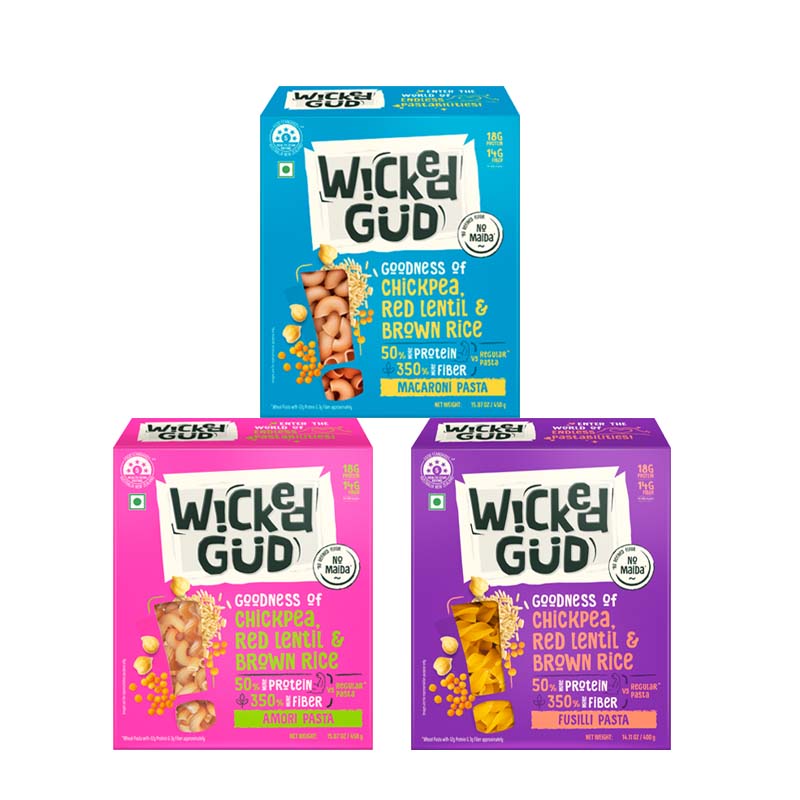 Product: Wicked Gud Combo-Pack of 3 (Macaroni+Fusili+ Amori)