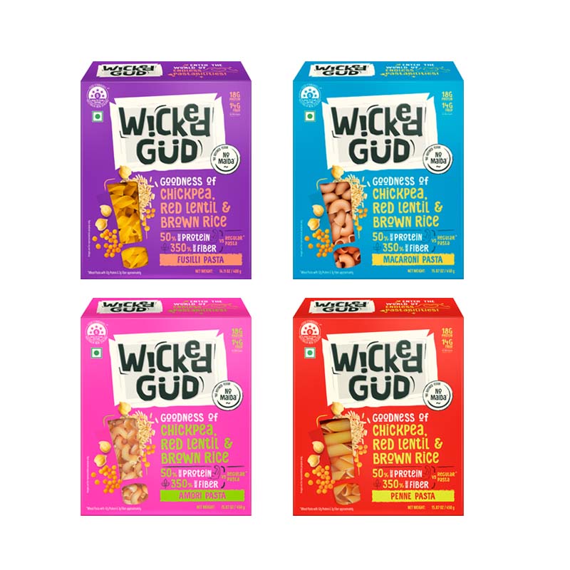 Product: Wicked Gud Combo-Pack of 4 (Macaroni+Fusilli+ Penne+Amori)