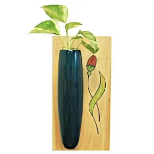 Product: Fairkraft Creations RITHU – Wall Hanging Plant Holder | Indoor wood plant stands | Wooden wall plant hanger – Dark Blue