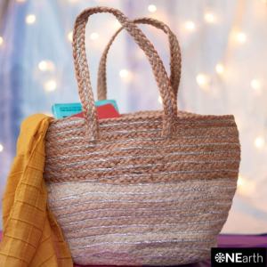Product: OnEarth Brown and cream Jute Tote Bag