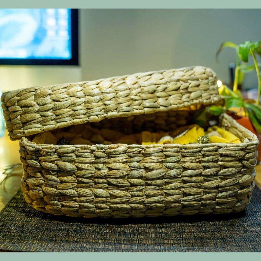 Product: OnEarth Basket With Lid – Water Reed (Kauna Grass)