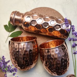 Product: Copper Bottle With Mugs – Hammered
