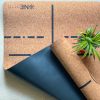Product: Cork Yoga Mat with Natural Rubber – Alignment Lines
