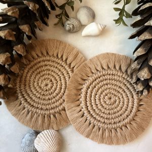 Product: Handcrafted Cotton Coaster SPIRAL-Beige