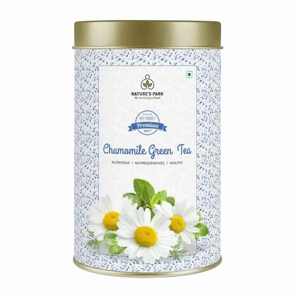 Product: Natures Park Chamomile Green Tea Made with 100% Natural Chamomile Flowers and Loose Leaf Green Tea Leaves for Good Sound Sleep and Weight Loss Chamomile Green Tea Can 100g