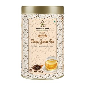 Product: Natures Park Clove Green Tea – Loose Leaf Blend, Premium Quality Indian Cloves and  Green Tea Leaves – Enhances Digestive Abilities, Relief from Toothache and Cough Cloves Green Tea Can (150 g)
