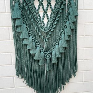 Product: Handcrafted WALL ART-EMERALD GREEN WITH TASSLES