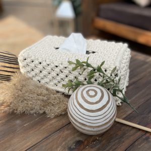 Product: Handcrafted Knotted Natural Macrame Tissue Box