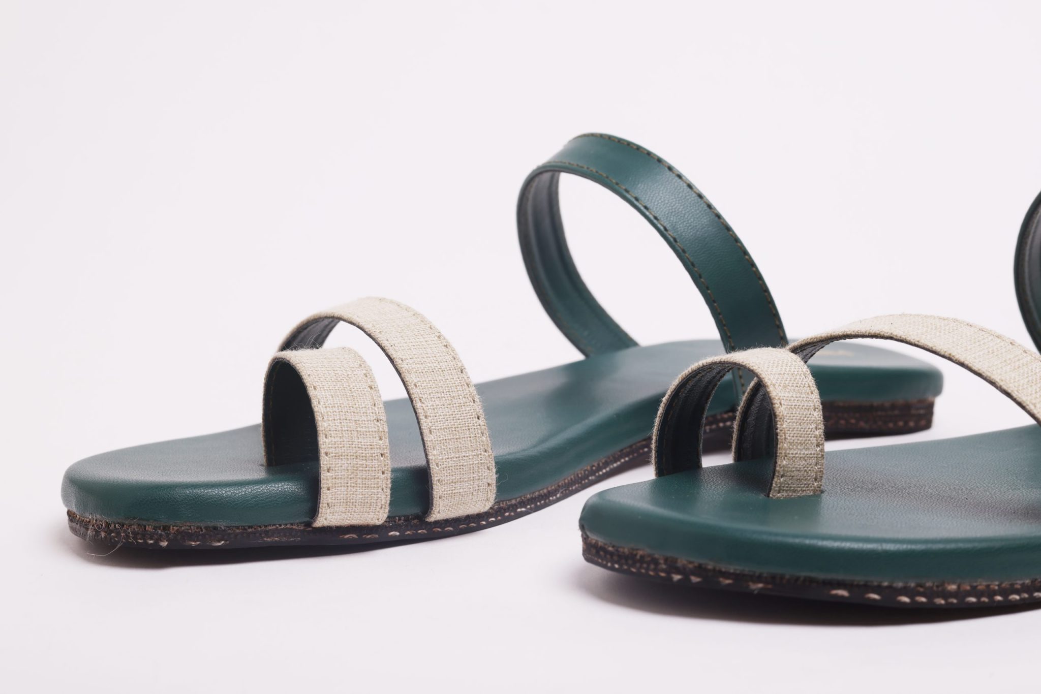 Product: Paaduks Solid Green SUO One Toe Flats For Women