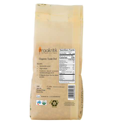 Product: Praakritik Organic Tuvar Dal – 500 g