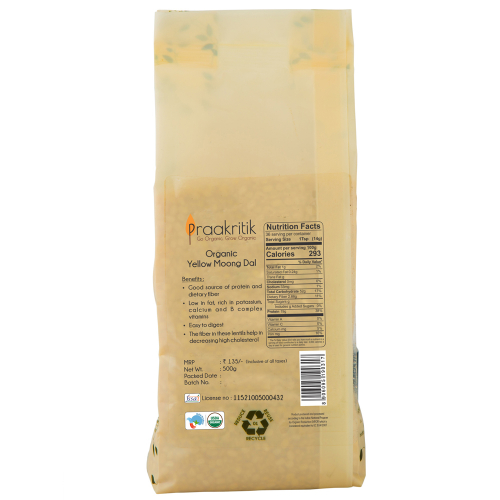 Product: Praakritik Organic Yellow Moong Dal – 500 g