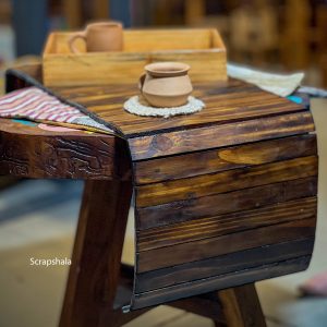 Product: Scrapshala Salvage Table Placement | Walnut colour | Foldable | Stain-Proof