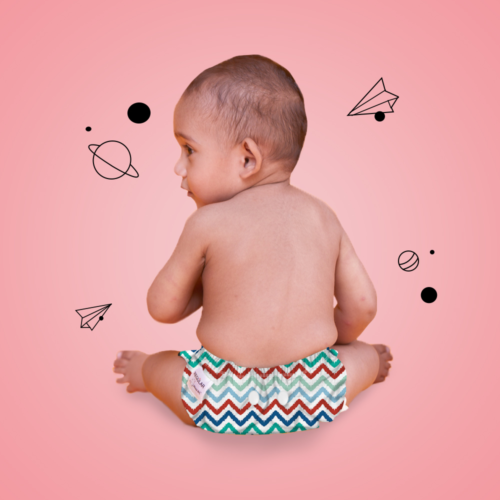 Product: Regular Diaper by Snugkins -Freesize Reusable, Waterproof & Washable Organic Cloth Diapers (Dizzy waves)