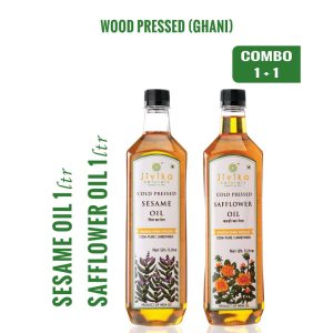 Product: Jivika Naturals Wood Pressed Sesame & Peanut Oil (1 +1) COMBO 2 Litres