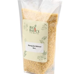 Product: Biobasics Organic & Certified Splitted Moong dal Without Skin, 1Kg
