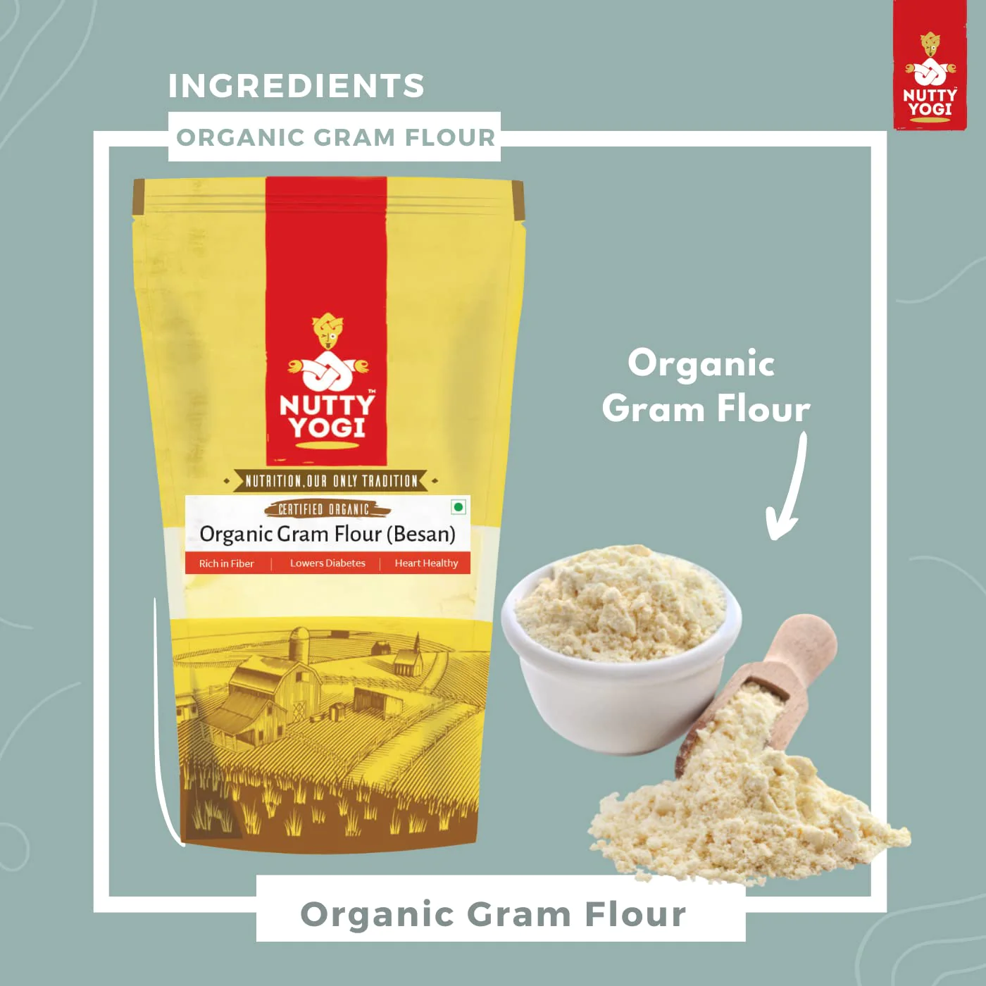 Product: Nutty Yogi Green Gram Flour / Green Moong Daal Atta (800 g)