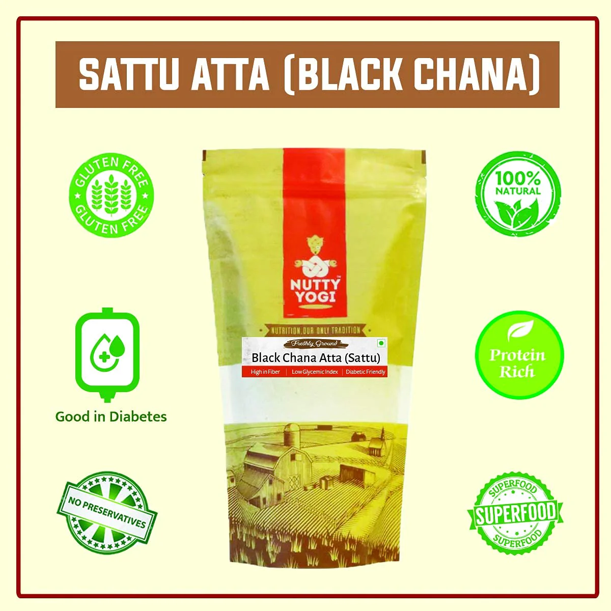 Product: Nutty Yogi Black Chana (Sattu) Atta