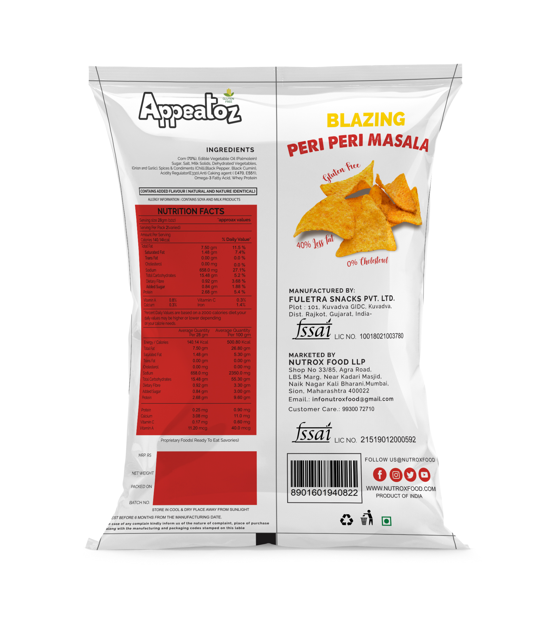 Product: Nutrox Foods Peri peri nachos