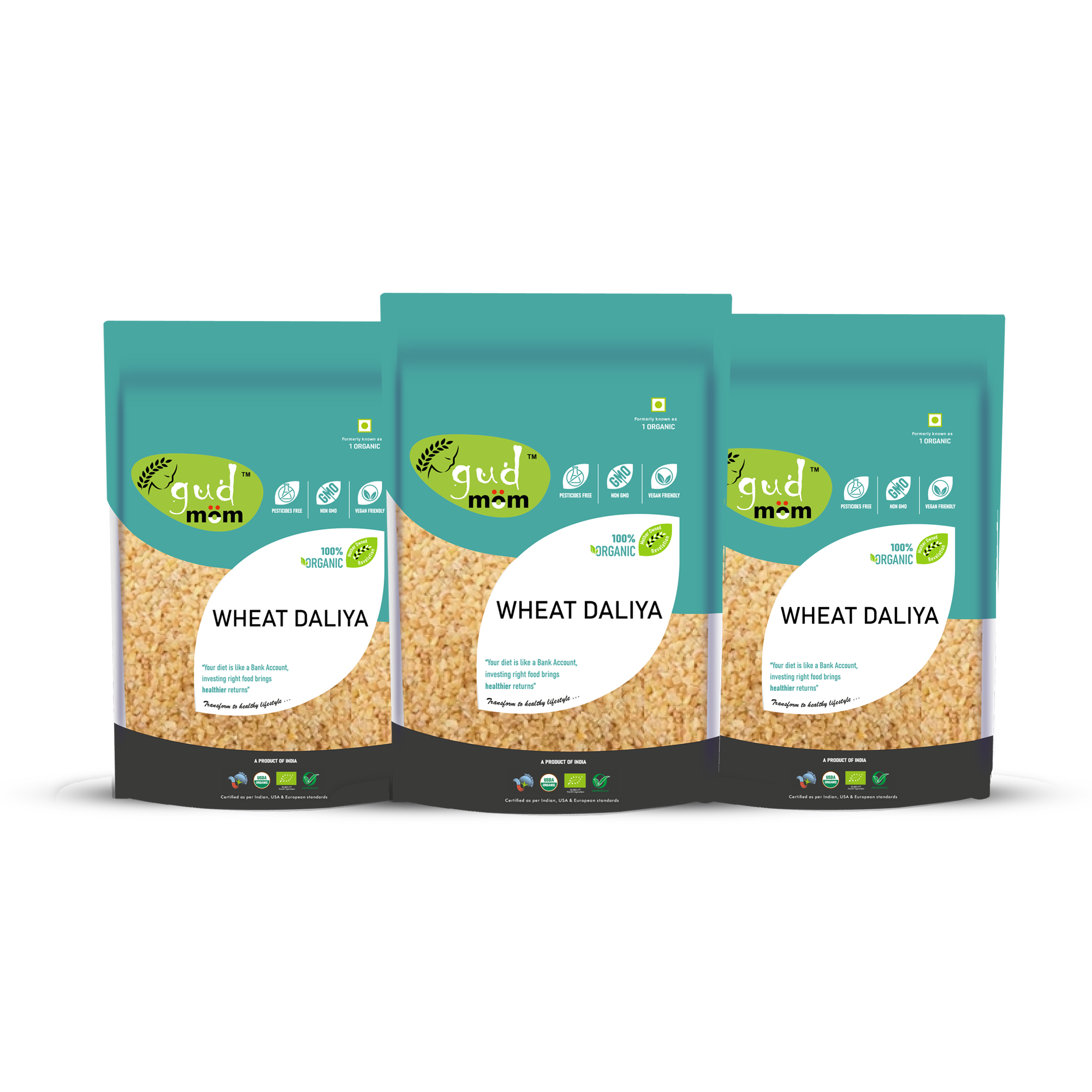 Product: Gudmom Organic Wheat Daliya 500 g ( Pack Of 3 )