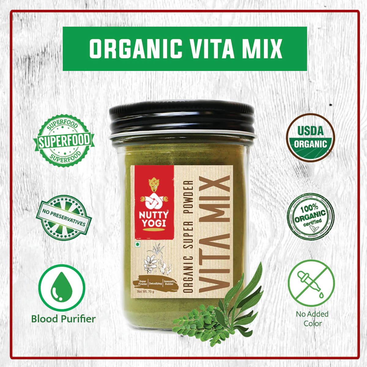 Product: Nutty Yogi Organic Super Powder Vita Mix 70 g