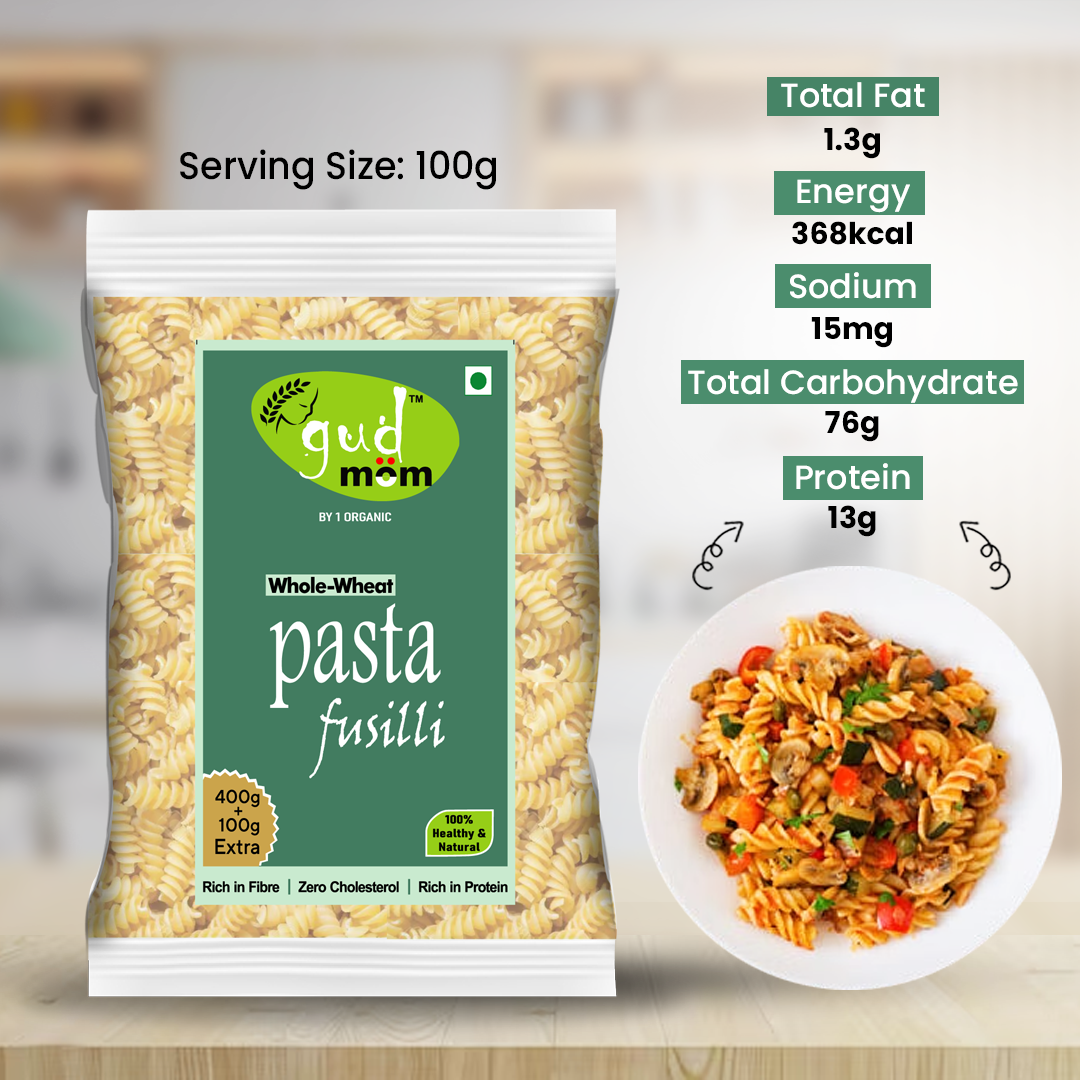 Product: Gudmom Whole Wheat Pasta Fusilli 500 g ( Pack Of 3 )
