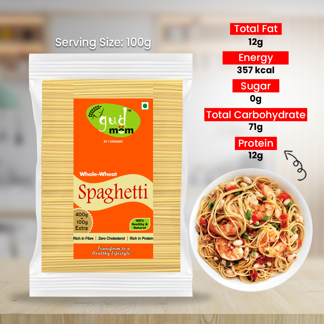 Product: Gudmom Whole Wheat Pasta Spaghetti 500 g ( Pack Of 3 )