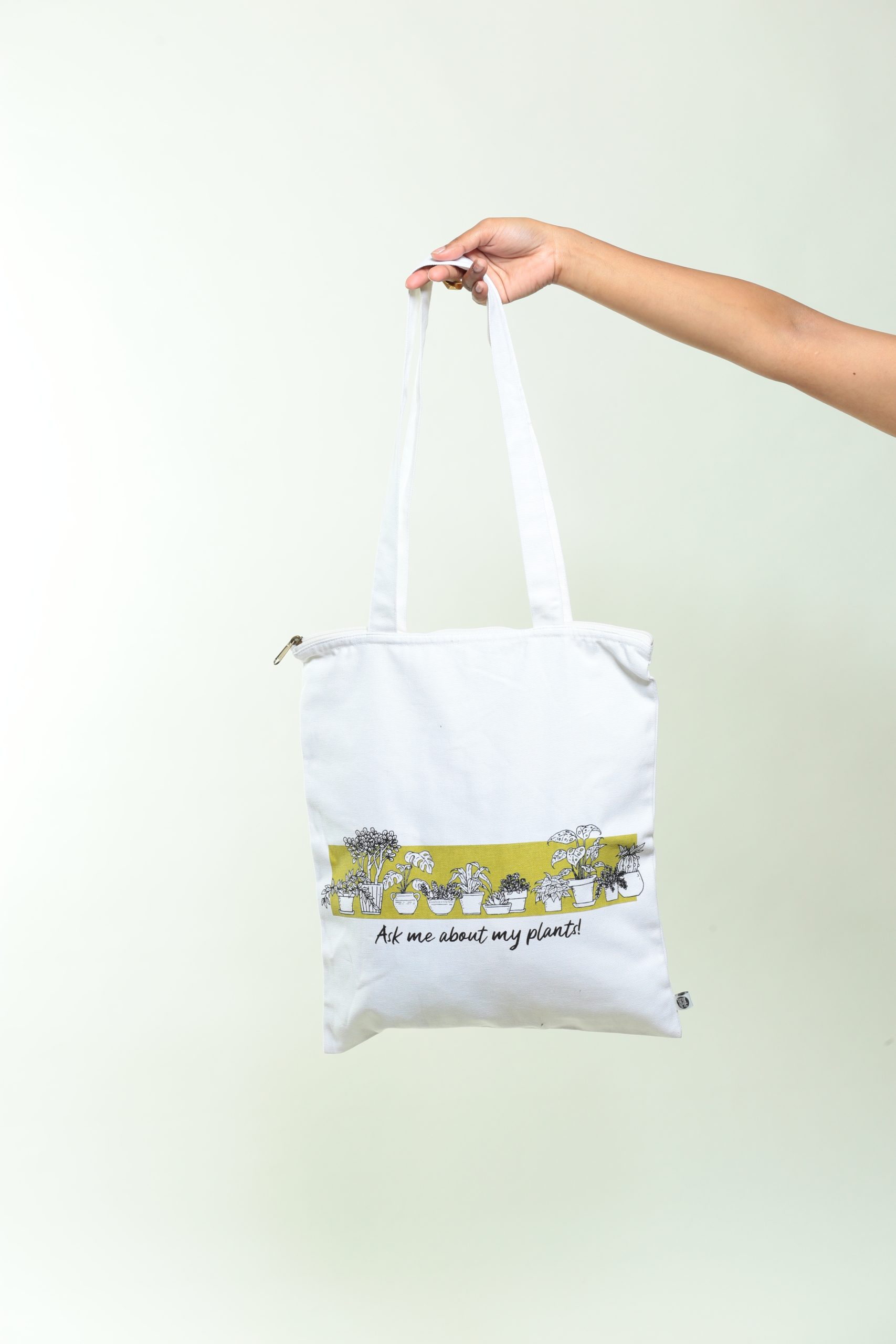 Product: Wear Equal House Plants Zippered Organic Cotton Tote Bag