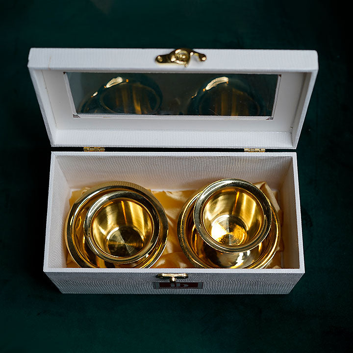 Product: Indian Bartan Brass Coffee Davara Tumbler In Gift Box