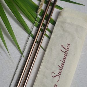 Product: Almitra Sustainables Reusable Copper Straw (Straight) Pack of 2 with Cleaner