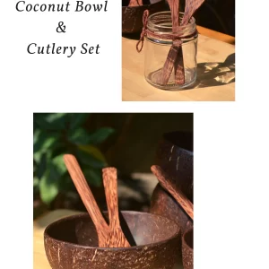 Product: Almitra Sustainables Coconut Bowl & Cutlery Set Combo