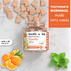 Product: Teeth-a-bit Kids Multi-Protection Tangerine Mint Tooth Bits, SLS Free, Plant Based Kids (5-12 Years) Toothpaste Tablets (60 Count)