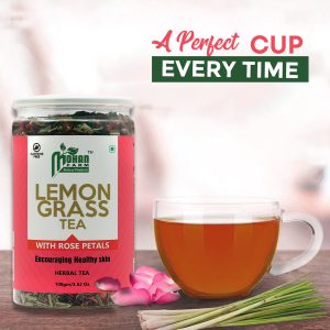 Product: Mohan Farms Herbal Lemongrass And Rose Tea (100gm)
