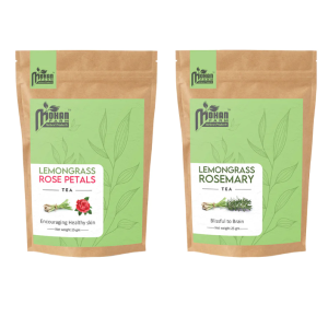 Product: Mohan Farms Combo Of Herbal Lemongrass Rose Tea (25gm) And Herbal Lemongrass Rosemary Tea (25gm)